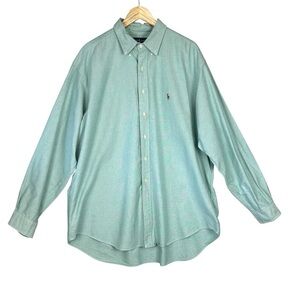 Ralph Lauren Yarmouth Shirt Men's 18 36/37 Light Green Long Sleeve Flesh Pony